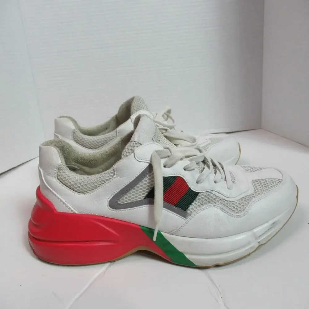 Gucci Rhyton Epilogue Sneaker Mens US 8 White Red Tennis Shoe Designer